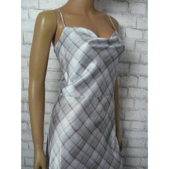 $345 Vince Powder Blue Hazy Plaid Cowl Neck Satin Slip Dress 12 NEW - Picture 6 of 12